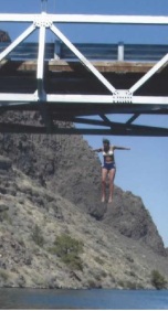 Jumping from a bridge at Lake Billy Chinook at age 44